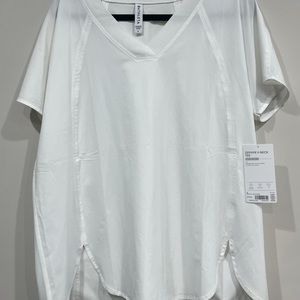 Athleta Size L white V neck top.